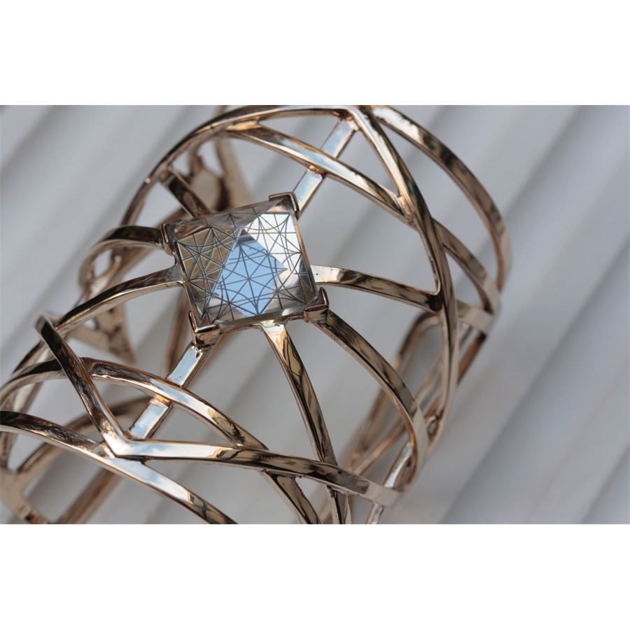 'Griglie' cuff bracelet with pyramid GRIGLIE | BR RIGIDOBRO PIRAM CDR